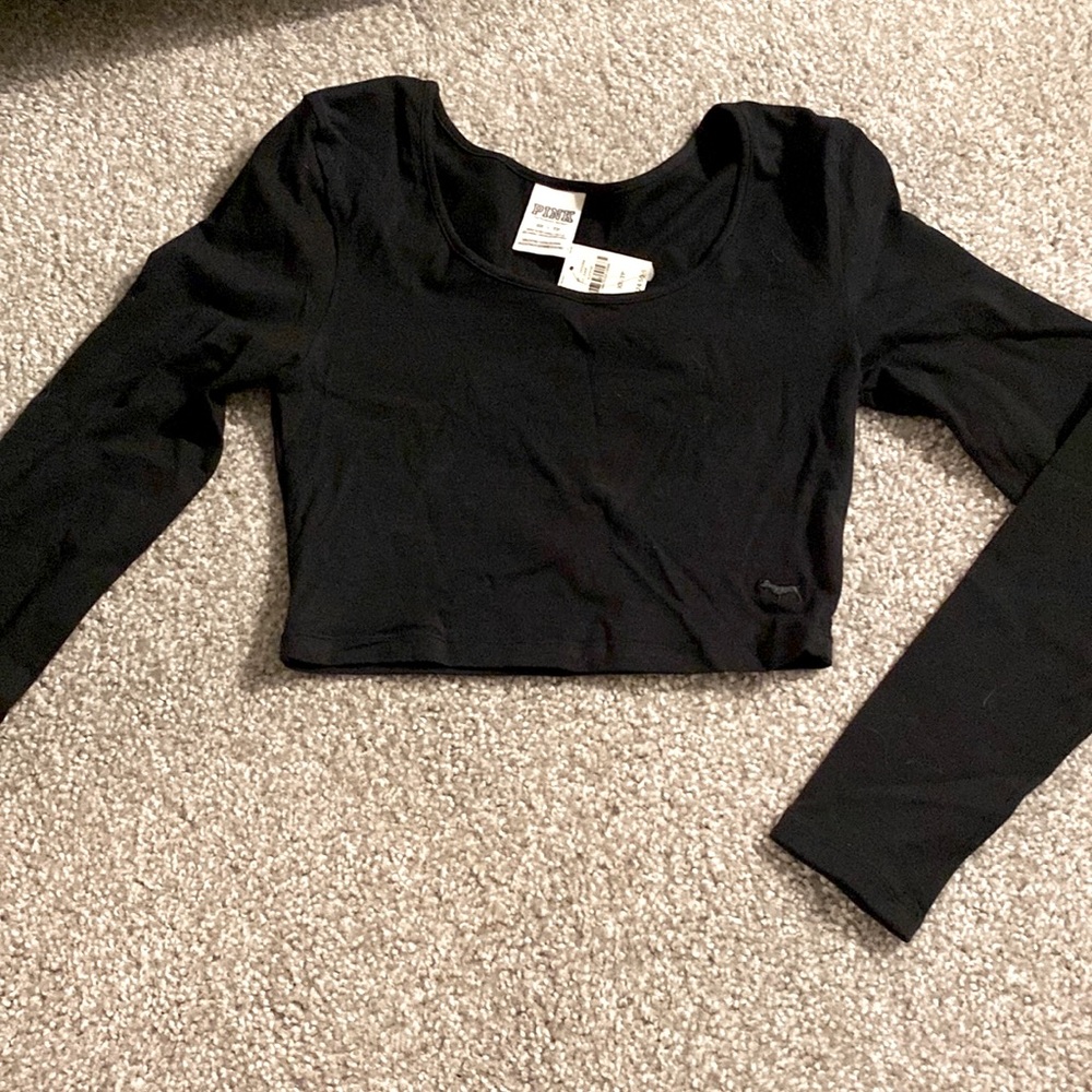 PINK BRAND XS black crop top. NWT. Long sleeve tight fitting.